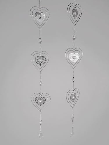 formano 2er Set Fensterdeko Hänger Herzen hängend 14x110 cm Fensterschmuck Hängedeko