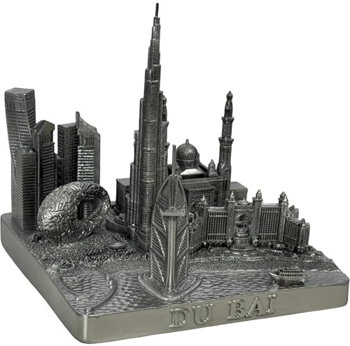VILLA CRAFT Dubai City Skyline 3D Modell Silber 11,4 cm