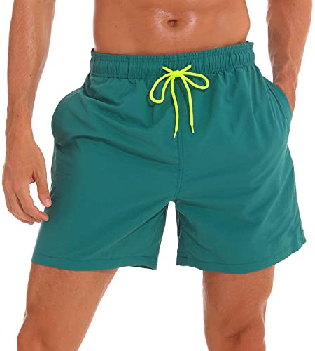 Arcweg Homme Short de Bain Bermuda Séchage Rapide Garçons Court de Plage Sport Natation Casual 12 Ans et Plus avec Cordon Réglable Élastique Tailles Vert Foncé-1 S(EU)
