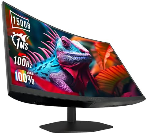 Sceptre - Monitor da gioco curvo da 27, 1500R 100Hz, HDMI X2, DisplayPort da 1 ms, 100% sRGB, macchina per altoparlanti integrati, colore nero 2024 (C275W-FW100T)
