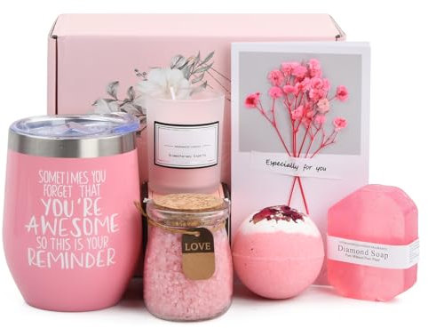 Set di 6 Pezzi Regalo Donna, Idee Set Regalo di Compleanno Natale, Regalo per la Festa Della Mamma Moglie, Tazzine da Caffè Candela Profumata (Rosa)