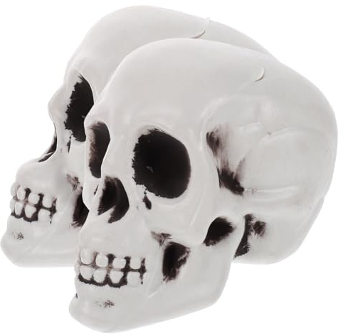 MAGICLULU 2 Stück Halloween-Totenköpfe Halloween- -Figur Realistische -Köpfe - Kunststoff-Totenköpfe Köpfe Menschliches Skelett Kopf Für