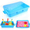 Blosssound Bandeja sensorial portátil de 15 pulgadas con tapa, bandeja de arena de plástico con tapa, caja de arena de plástico, relleno de agua, arena, cuentas y más