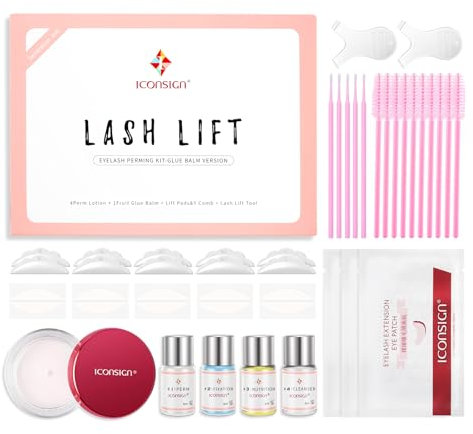 ICONSIGN Upgraded Lash Lift Kit, Eyelash Permimg Kit with Glue Balm Eyelash Lifting Semi-Permanent Eyelash Perm, Salon Quality