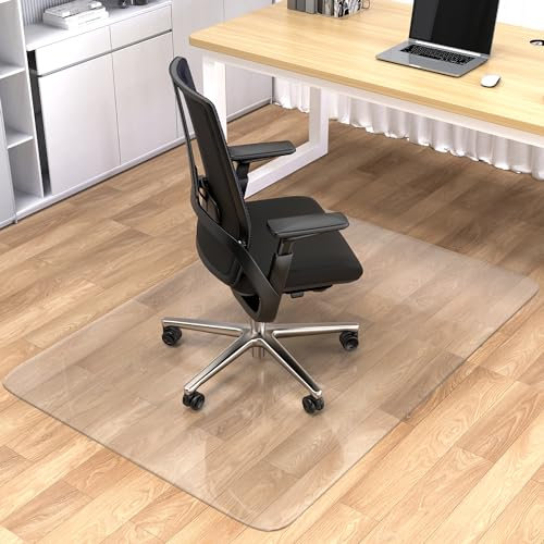 Office Chair Mat for Hard Floors Transparent, 90x120cm PVC Hard Floor Protection Mat, Non-Slip Hardwood Floor Chair Mat, Multi-Purpose Floor Protector for Office Home Room - Rectangle