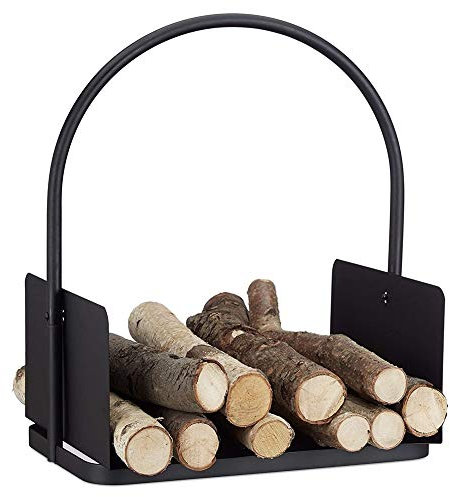 SmPinnaA Firewood Basket, Large Fireplace Wood Cradle, Metal Log Holder, W 16.1inch X D 11.8inch X H 20.9inch