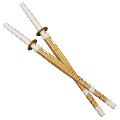 HJHUUA (80 cm,100 cm,120 cm) Épée de samouraï en Bambou Naturel,Épées en Bois de Pratique du Kendo,Katana Japonais en Bois Fait à la Main pour l'entraînement,Les Cadeaux,Le Cosplay - 1 pièce/2 pièces