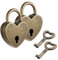 JJUNW Lot de 2 petits cadenas en forme de cœur avec clé, bronze antique pour boîte à bijoux, agenda, casier