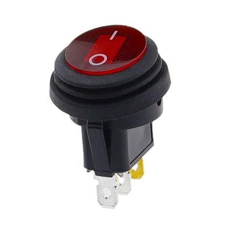 1 bouton étanche avec interrupteur à bascule lumineux 12 V 220 V, ouverture 20 mm, interrupteurs à pointeau ronds à 3 broches en forme de bateau argenté(Red 3pin,220V)