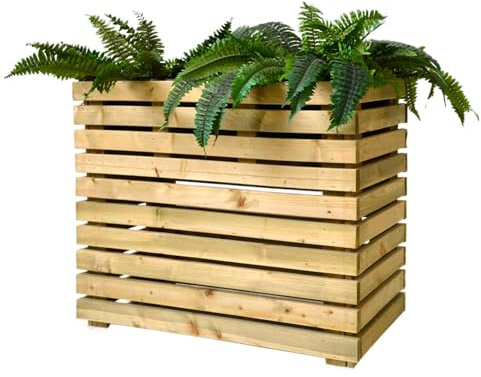 Fioriera Flora 83x31x70 cm in Legno di Conifera Autoclavato per Esterni con Vaschette in Polipropilene Incluse – Già Montata
