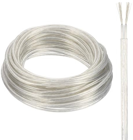 QUARKZMAN Cavo rivestito in PVC a 2 fili, 18 AWG, 30 m/98,4 m, cavo elettrico per lampada a LED, cavo audio, cavo altoparlante trasparente