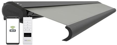 empasa elektrische Vollkassettenmarkise Profi Plus mit WiFi-Motor Smart Home kompatibel Terrassenüberdachung Markise Kassettenmarkise, hellgrau, Verschiedene Größen