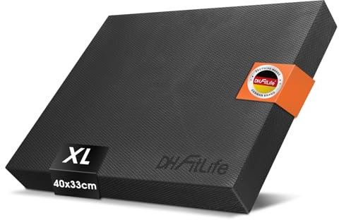 DH FitLife Premium Balance Pad – Balancekissen ideal für Gleichgewicht- & Stabilitätstraining | Balancetraining | Yoga, Pilates & Core-Training | Physiotherapie & Fitness-Kissen (Schwarz, XL)