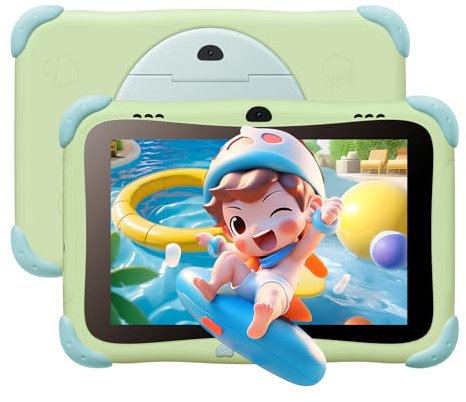 Tablet bambini, tablet Android da 8 pollici per bambini, tablet per bambini con processore quad-core, 32GB ROM, Android 14, Google Kids Space, controllo parentale, WiFi, Bluetooth 5.0