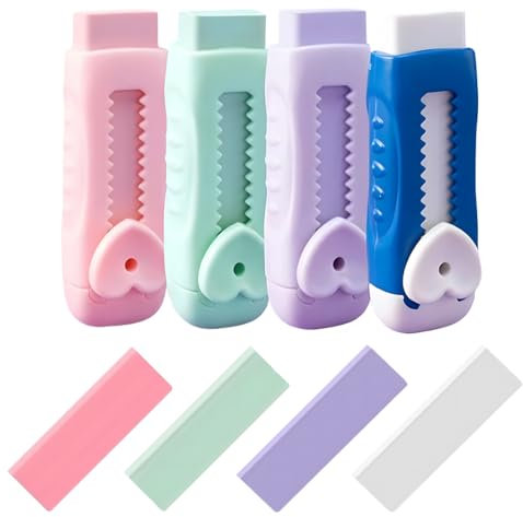 4 Stück Radiergummi Kinder, Einziehbare Radiergummis, 2B Radiergummi, Radiergummi Kawaii Push Pull Radiergummi Kreative Radiergummis Im Cartoon, für Schulen und Büros