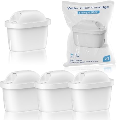 BREAUILL Cartucce Filtro Dell'acqua, Ricambio per Brita Maxtra Pro All-in-1, Maxtra+ Plus, Compatibili con Brita Marella Bollitore, Riducono Odori e Impurità (4)