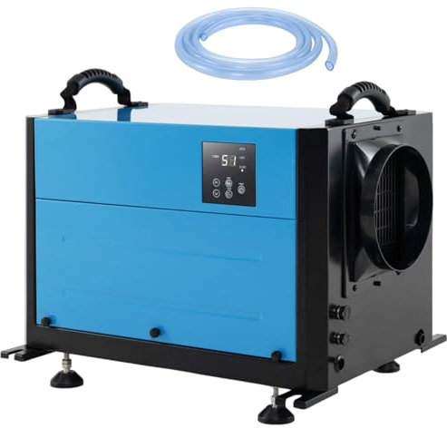 HOMFME 50L/Day Commercial Dehumidifier, Compressor Dehumidifier with 24H Timer, Auto Defrost, Sleep Mode, Memory Restart, Drain Hose, Industrial Building Air Dryer for Home Basement Warehouse (Blue)