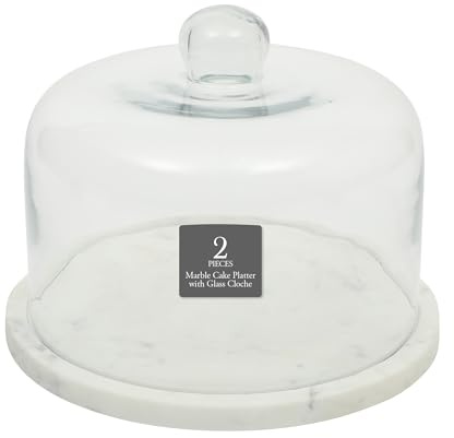 Gibson Elite Ridgehaven 11 Marble Cake Stand, Serving Platter, Charcuterie Board, and Center Piece Home Décor With Glass Lid