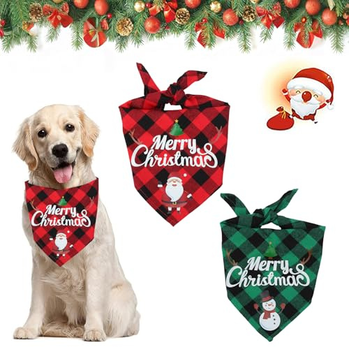 Scinzene Hundekostüm Weihnachten, Halstuch Hund 2 Stück Weihnachten Hund,Einstellbare Hundehalstuch Mit, Weiches Dreieck Bandana Hund Für Kleine Mittelgroße Große Hunde Katzen
