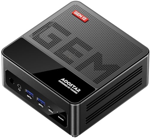 AOOSTAR GEM12+ 8845HS Mini PC, Schwarz Mini Gaming PC Ryzen 7 PRO 8845HS,(8C/16T, bis zu 5.1Ghz)Kein RAM Keine SSD PEIC4.0 SSD, Mini Computer 4K 4-Display/OCULINK/HD2.1/DP1.4/2*USB4/WiFi6/2*2,5G RJ45