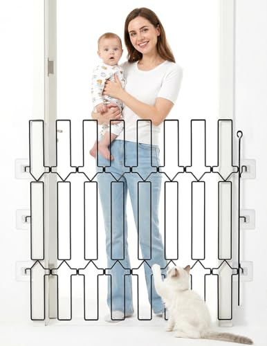 Hundegitter Wohnung, Ausziehbares Treppenschutzgitter 100 cm breit 78 cm hoch Metall Sicherheitsgitter ohne Bohren für Hunde und Baby absperrgitter Ausziehbar Hundegitter Treppe