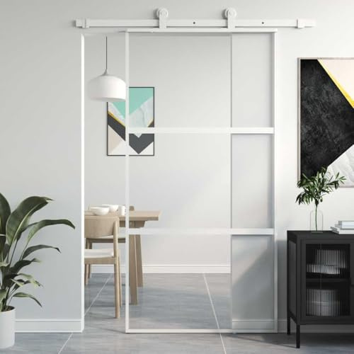 Sophrelle Puerta corredera Vidrio Templado y Aluminio Blanca 102,5x205 cm Negro,155206