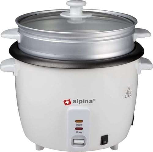 alpina BSJ18-ZPDA Cuiseur à Riz, Aluminium Plastique, Blanc, 1,8 Liter