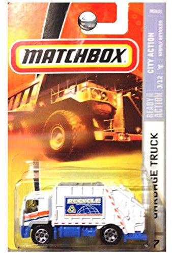 Mattel Matchbox 2007 MBX City Action 1:64 Scale Die Cast Metal Car # 47 - White City Service Recycle For A Better Tomorrow Garbage Truck by Mattel