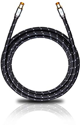 Oehlbach XXL Transmission Ultra - High End HPOCC Antennenkabel für TV und Radio, Koaxialstecker m/w, DVB-T2, HDTV, 4k & Ultra HD - 7,5m schwarz/grau