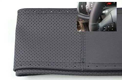 pitshop24de Lenkradschoner Lenkradbezug Lenkradhülle Leder Größe S Ø 35-36 cm PERFORIERT - SCHWARZ