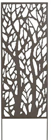 Panneau métal avec motifs décoratifs/Arbres - 0,60 x 1,50 m - Brun vieilli