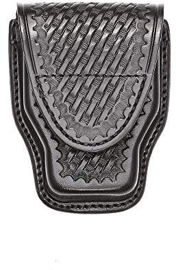 Aker Leather Products Handcuff Case 508 Handschellen-Etui, Basketweave, versteckter Druckknopf, schwarz