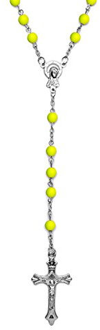 Soul-Cats Rosenkranz Kette Kreuz Gelb, für Erwachsene (Unisex), Fashion Jewelry, NECKLACE