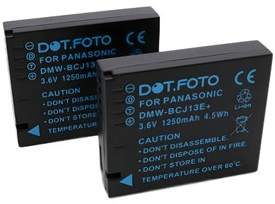 2 x Dot.Foto DMW-BCJ13, DMW-BCJ13E Premium 3.6v / 1250mAh Batterie Rechargeable pour Panasonic Lumix DMC-LX5, DMC-LX7