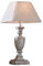 LOBERON LOBERON Lampe à poser Gorham | Luminaire au pied en bois conçu à la main | Abat-jour de forme trapézoïdale | Bois, coton et lin | Hauteur 58,5 cm - blanc/gris vieilli