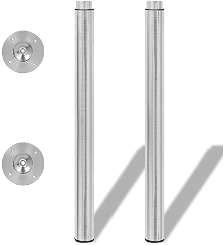 vidaXL 2 Pieds de Table télescopique Nickel brossé réglable 710 mm -1100 mm