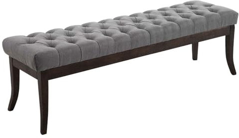 CLP Sitzbank Ramses mit hochwertiger Polsterung und Stoffbezug I Bank mit antik-dunklen Holzbeinen I Holzbank mit Einer Sitzhöhe von: 46 cm, Farbe:grau, Größe:150 cm