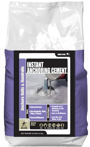 Akona Instant Anchoring Cement - Quick Setting Powder, Set Railings, Bolts, Poles, Fixtures, and More, High-Strength, Just Add Water (10 Pounds)