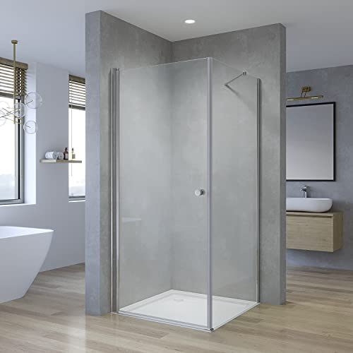 AQUABATOS® 75x90 cm Duschkabine Eckeinstieg Duschwand Glas Eckdusche Duschabtrennung Drehtür Pendeltür 75cm | Seitenwand 90cm, Höhe 195cm, 6mm Sicherheitsglas ESG mit Nano Beschichtung