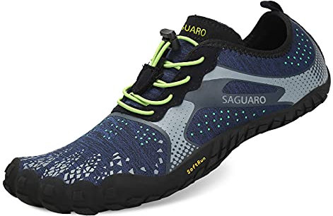 SAGUARO Chaussures Pieds Nus, Unisexes, Respirantes, légères, pour Le Fitness, avec Large boîte à Orteils, Bleu Profond, 43 EU
