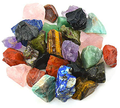 UU UNIHOM 3 lbs Bulk Rough Madagascar Stones Mix - Large 1 Natural Raw Stones Crystal for Tumbling, Cabbing, Fountain Rocks, Decoration,Polishing, Wire Wrapping, Wicca & Reiki Crystal Healing