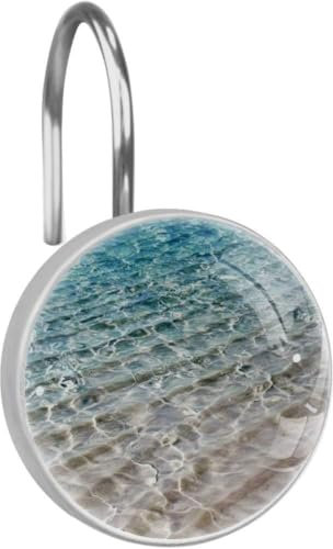 Eslifey - Ganci per Tenda da Doccia Estiva con Onde d’Acqua, 12 Pezzi, Acciaio Inossidabile, Style01, 3.7x3.7cm