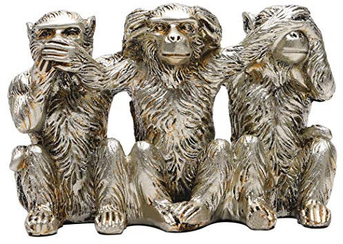 BRASSTAR PTZD045 Statue No Evil Monkeys, aus Kunstharz, 7,1 cm, silberfarben