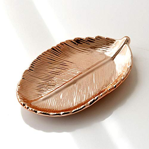 SAGIUSDM Piatto Decorativo in Ceramica a Foglia d'oro Piatto in Porcellana Caramelle gingillo Piatto per Gioielli Portavivande Piatto da Portata Stoviglie Stoviglie, Oro Rosa