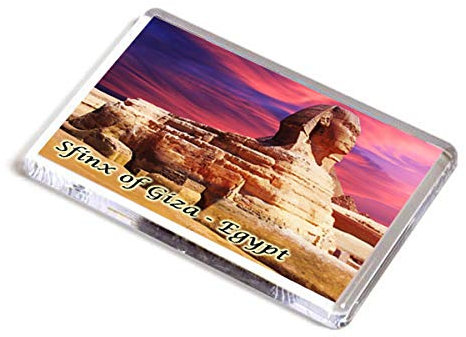 AWS Giza Ägypten Magnet aus hartem PVC, Kairo Fridge, Kühlschrankmagnet aus hartem Kunststoff mit Bild, Panorama, flache Giza-Pyramiden, Sfinx Egypt Monument