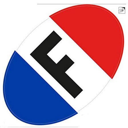 Autocollant F drapeau ovale France sticker Bleu Blanc Rouge - Taille : 8 cm