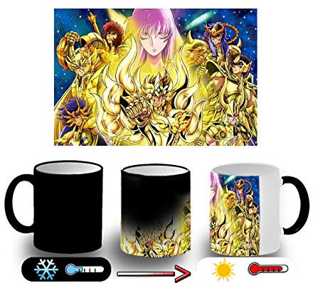 MERCHANDMANIA TAZA MÁGICA CABALLEROS DE ORO 12 CASAS magic mug