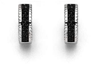 DUR Creole Jupiter aus 925 Sterling Silber mit Lavasand veredelt, Schwarz, 15x 1,5mm, O4960