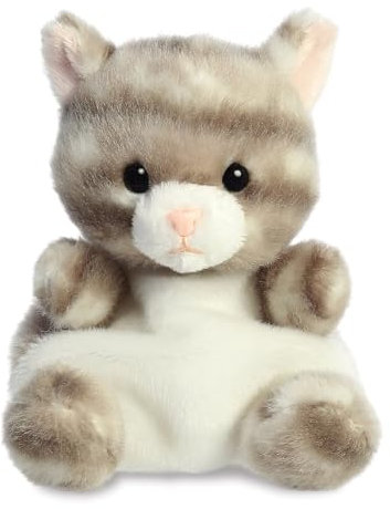 Aurora, 33614, Palm Pals Silver Katze, 13cm, Plüsch, Grau & Weiß