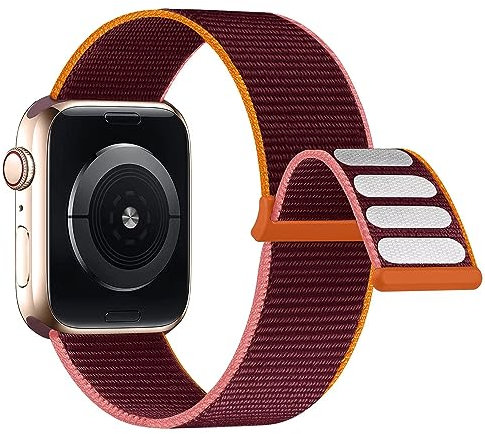 Lobnhot Nylon Correa Compatible con Correa Apple Watch 44mm 42mm 45mm 46mm, Correa Deportiva Ajustable Compatible con iWatch Series 10 9 8 7 6 SE 5 4 3 2 1, Ciruela